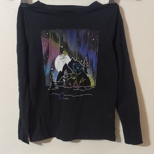 Cat & Jack Black Long Sleeve Shirt with Colorful Bear Design